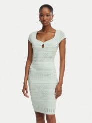 Guess Sukienka dzianinowa W6GK21 Z0603 Zielony jasny Regular Fit. Zielone sukienki damskie Guess, z aplikacjami, z dzianiny, bez ramiączek. Za 614.99 zł.