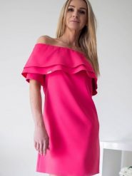 Sukienka Model Sandra Coral - Jersa. Sukienki damskie Jersa, bez wzorów, z elastanu, wizytowe, bez ramiączek. Za 320.90 zł.