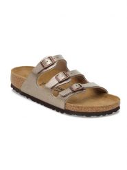 Birkenstock Klapki "Florida" w kolorze szarobrązowym rozmiar: 39. Szare klapki damskie Birkenstock, bez wzorów, z otwartym noskiem, bez obcasa, bez zapięcia. Za 368.96 zł.