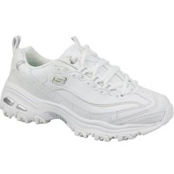 Tenisówki Skechers Model Dlites - Fresh Start Kolor Biały. Białe obuwie sportowe damskie Skechers, ze skóry ekologicznej, bez zapięcia, tenisowe. Za 299.99 zł.