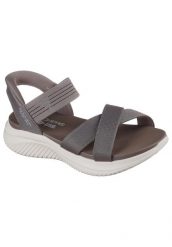 Sandały SKECHERS SLIP - INS ULTRA FLEX 3.0 Szary. Szare sandały damskie Skechers, bez wzorów, z materiału, bez obcasa, bez zapięcia. Za 296.99 zł.