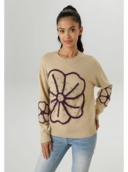 Aniston Sweter w kolorze beżowym rozmiar: 40. Brązowe swetry klasyczne damskie Aniston, bez kołnierzyka. Za 95.99 zł.