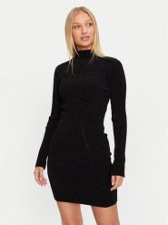 Guess Sukienka dzianinowa Keily W4BK27 Z3JE0 Czarny Regular Fit. Czarne sukienki damskie Guess, z aplikacjami, z dzianiny, bez ramiączek. Za 249.99 zł.