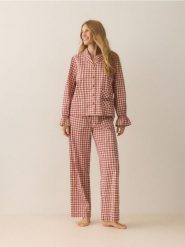 Dwuczęściowa piżama w kratkę - czerwony. Czerwone piżamy damskie Reserved, bez wzorów, z bawełny, bez ramiączek. Za 159.99 zł.