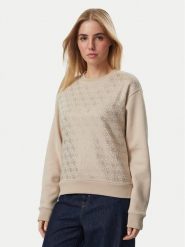 Guess Bluza W6BQ14 K6060 Beżowy Regular Fit. Brązowe bluzy damskie Guess, xl, z aplikacjami, z syntetyku, bez kaptura. Za 369.99 zł.