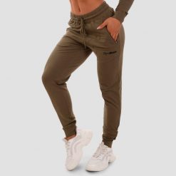 Spodnie dresowe damskie fitness z kieszeniami na zamek TRN. Zielone spodnie sportowe damskie GYMBEAM, m, bez wzorów, z bawełny, do biegania. Za 123.90 zł.