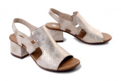 Rieker 64665-60 Beżowy, sandały damskie. Brązowe sandały damskie Rieker, bez wzorów, ze skóry ekologicznej, bez obcasa, bez zapięcia. Za 319.90 zł.
