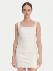 Guess Jeans Sukienka jeansowa W6GK00 D7871 Écru Regular Fit. Białe sukienki damskie Guess Jeans, z aplikacjami, z bawełny, bez ramiączek. Za 439.99 zł.