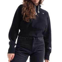 Bluza sportowa damska Champion Wmns Reverse Weave Cropped Hoodie. Czarne bluzy damskie Champion, m, bez wzorów, z kapturem. Za 277.00 zł.