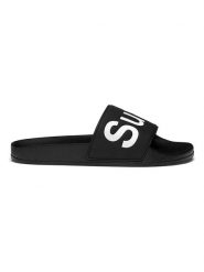 Superga Klapki w kolorze czarnym rozmiar: 38. Czarne klapki damskie Superga, bez wzorów, z materiału, z otwartym noskiem, bez obcasa, bez zapięcia. Za 65.85 zł.
