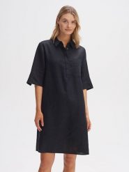 OPUS Lniana sukienka w kolorze czarnym rozmiar: 38. Czarne sukienki damskie Opus, bez wzorów, ze lnu, bez ramiączek. Za 195.99 zł.