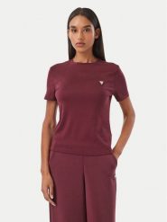 Guess T-Shirt V6RI17 KD741 Bordowy Regular Fit. Czerwone t-shirty damskie Guess, s, z aplikacjami, z bawełny, bez kołnierzyka. Za 174.99 zł.
