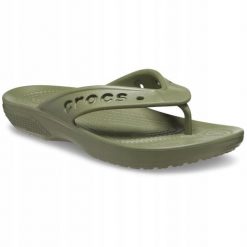 Japonki Dla Dorosłych Crocs Baya II Flip. Zielone klapki damskie Crocs, bez wzorów, z materiału, bez obcasa, bez zapięcia. Za 99.99 zł.