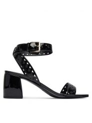 Guess Sandały FLJGST PAF03 Czarny. Czarne sandały damskie Guess, z aplikacjami, ze skóry, bez obcasa, na słupku, bez zapięcia. Za 589.99 zł.