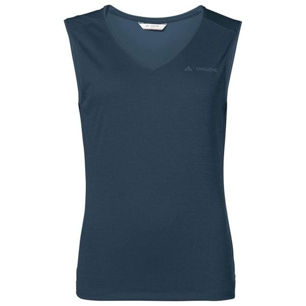 Koszulka trekkingowa damska Vaude Essential Top. Niebieskie koszulki sportowe damskie Vaude, bez wzorów, z poliesteru, bez ramiączek. W wyprzedaży za 70.00 zł.