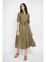 Le Jardin du Lin Lniana sukienka w kolorze khaki rozmiar: 34. Brązowe sukienki damskie Le jardin du lin, bez wzorów, ze lnu, bez ramiączek. Za 139.95 zł.