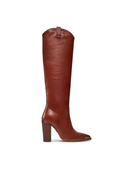 Bronx Kozaki High boots 14165-JJ Brązowy. Brązowe kozaki damskie Bronx, ze skóry, bez obcasa, na słupku, bez zapięcia. Za 969.99 zł.