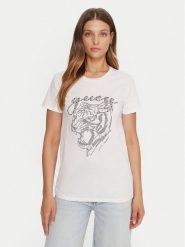 Guess T-Shirt W5BI32 K9RM1 Biały Relaxed Fit. Białe t-shirty damskie Guess, xxl, z aplikacjami, z bawełny, bez kołnierzyka. Za 136.50 zł.