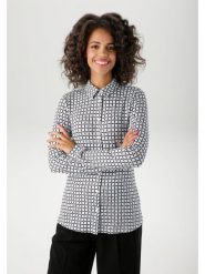 Aniston Bluzka w kolorze czarno-białym rozmiar: 40. Białe bluzki damskie Aniston, bez wzorów, z wiskozy, bez kołnierzyka, bez ramiączek. Za 79.40 zł.