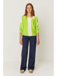 SKFK Sweter "Naike" w kolorze biało-limonkowym rozmiar: M. Zielone swetry klasyczne damskie SKFK, m, z bawełny, bez kołnierzyka. Za 209.95 zł.
