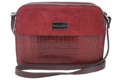 Stylowa torebka crossbody trzykomorowa - Bordowa. Czerwone torebki klasyczne damskie Barberinis, ze skóry, duże, zamszowe, bez dodatków. Za 266.99 zł.