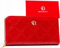 Portfel czerwony Rovicky R-PRK-01-DSV. Czerwone portfele damskie ROVICKY, bez wzorów, ze skóry ekologicznej. Za 45.00 zł.