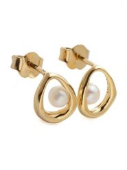 Pandora Pozłacane kolczyki-wkrętki z perłami rozmiar: onesize. Białe kolczyki damskie Pandora, z perłą, pozłacane. Za 310.38 zł.