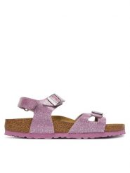 Birkenstock Sandały Rio As Kids 1031839 D Różowy. Czerwone sandały dziewczęce Birkenstock, ze skóry, bez obcasa, bez zapięcia. Za 319.99 zł.