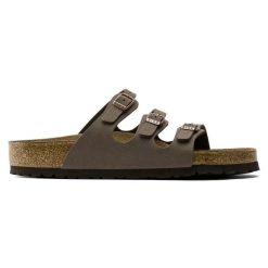 Klapki damskie BIRKENSTOCK Florida SFB BFBC Mocca. Brązowe klapki damskie Birkenstock, bez wzorów, bez obcasa, bez zapięcia. Za 419.99 zł.