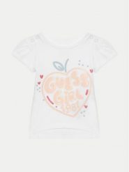 Guess T-Shirt A5GI01 K6YW4 Biały Regular Fit. Białe koszulki i t-shirty dziewczęce Guess, z aplikacjami, z bawełny, bez kołnierzyka, bez ramiączek. Za 49.99 zł.