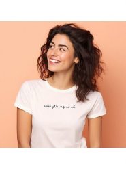 WOOOP Koszulka "Everything is okay" w kolorze białym rozmiar: XL. Białe bluzki damskie Wooop, xl, bez wzorów, bez kołnierzyka, bez ramiączek. Za 74.63 zł.