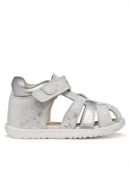 Geox Sandały B Sandal Macchia Gir B254WB 007NF C0007 Szary. Szare sandały dziewczęce Geox, ze skóry, bez obcasa, bez zapięcia. Za 249.99 zł.