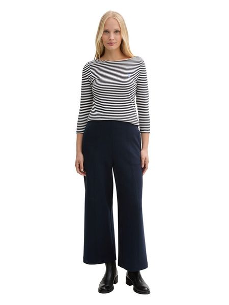 Tom Tailor Koszulka w kolorze biało-granatowym rozmiar: M. Białe koszulki damskie Tom Tailor, m, bez wzorów, z bawełny, bez kołnierzyka, bez ramiączek. Za 61.17 zł.