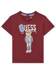 Guess T-Shirt N5YI22 K8HM4 Bordowy Regular Fit. Czerwone t-shirty i koszulki chłopięce Guess, z aplikacjami, z bawełny, bez kołnierzyka, bez ramiączek. Za 59.99 zł.