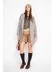 ASSUILI Płaszcz przejściowy w kolorze szarobrązowym rozmiar: 40. Brązowe płaszcze damskie Assuili, bez wzorów, z wełny, bez kaptura. Za 437.17 zł.