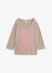 T-shirt oversize z mieszanki bawełny. Szare t-shirty damskie bonprix, bez wzorów, z bawełny, bez kołnierzyka. Za 84.99 zł.