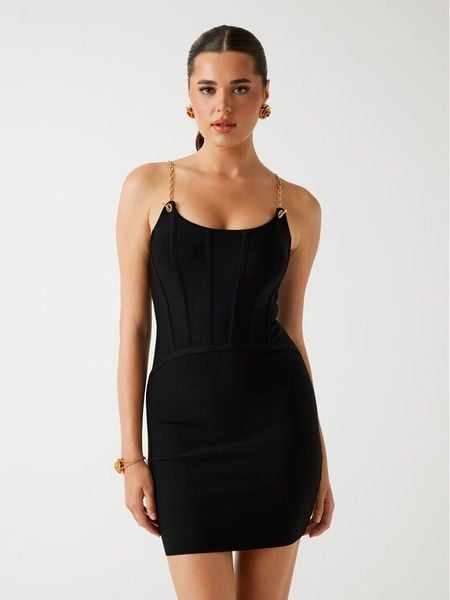 Marciano Guess Sukienka 5BGK09 5036Z Czarny Slim Fit. Czarne sukienki damskie Marciano Guess, z aplikacjami, z wiskozy, wizytowe, bez ramiączek. Za 869.99 zł.