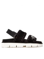 Mou Sandały New Sandal SW461001A Czarny. Czarne sandały damskie Mou, bez wzorów, bez obcasa, na płaskiej podeszwie, bez zapięcia. Za 839.99 zł.