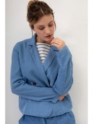 Josephine & Co Lniana kurtka przejściowa w kolorze niebieskim rozmiar: 40. Niebieskie kurtki damskie Josephine & Co, bez wzorów, ze lnu, bez kaptura. Za 211.31 zł.