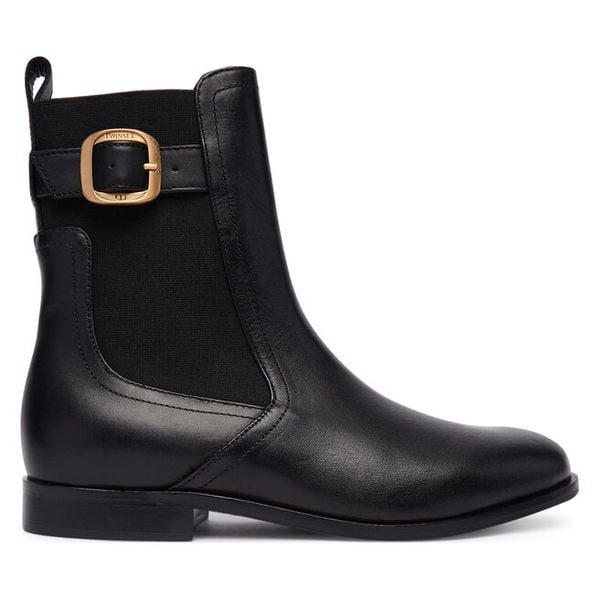 Sztyblety TWINSET. Czarne botki damskie Twinset, bez obcasa, na płaskiej podeszwie, bez zapięcia. Za 879.99 zł.