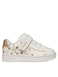 Geox Sneakersy B Eclyper Girl B455MA 0BCKC C1R2L Biały. Białe buty sportowe dziewczęce Geox, ze skóry, bez zapięcia. Za 179.99 zł.