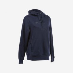 Bluza do hokeja na trawie damska Korok FH500. Czarne bluzy damskie KOROK, l, bez wzorów, z bawełny, z kapturem. Za 79.99 zł.