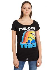 Minions Koszulka w kolorze czarnym rozmiar: XXL. Czarne bluzki damskie Minions, xxl, bez wzorów, z bawełny, bez kołnierzyka, bez ramiączek. Za 32.90 zł.