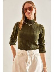 Bianco Lucci Sweter w kolorze khaki rozmiar: S. Brązowe swetry klasyczne damskie Bianco Lucci, s, prążkowane, bez kołnierzyka. Za 43.99 zł.
