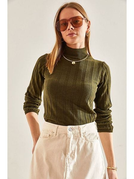 Bianco Lucci Sweter w kolorze khaki rozmiar: S. Brązowe swetry klasyczne damskie Bianco Lucci, s, prążkowane, bez kołnierzyka. Za 43.99 zł.