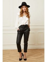 Joséfine Spodnie w kolorze czarnym rozmiar: M. Czarne rurki damskie Joséfine, bez wzorów, z materiału, z podwyższonym stanem. Za 152.99 zł.