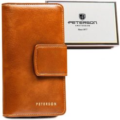 Portfel damski Peterson PTN 008-HF brązowy. Brązowe portfele damskie Peterson, bez wzorów, ze skóry ekologicznej. Za 64.99 zł.