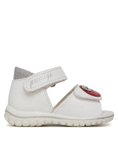 Primigi Sandały 7864522 Biały. Białe sandały dziewczęce Primigi, ze skóry, bez obcasa, bez zapięcia. Za 199.99 zł.