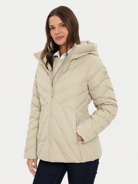 Tommy Hilfiger Kurtka puchowa Chevron WW0WW42623 Beżowy Regular Fit. Brązowe kurtki damskie Tommy Hilfiger, s, bez wzorów, z puchu, bez kaptura. Za 679.99 zł.