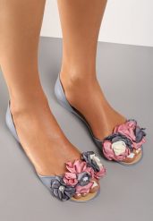 Szare Balerinki Meliski Peep Toe z Kwiatową Aplikacją Idalina. Szare balerinki damskie Renee, z aplikacjami, z otwartym noskiem. Za 44.99 zł.